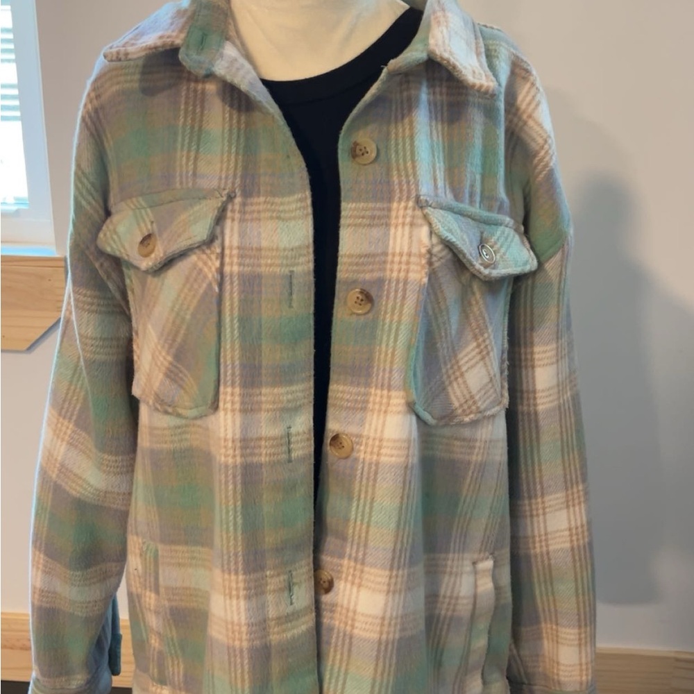 Plaid Button-Up Jacket